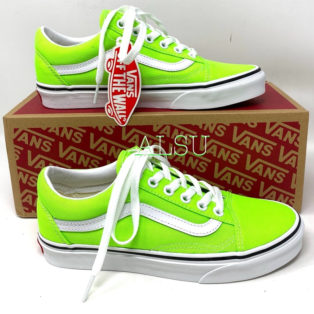 VANS Old Skool Neon Green Casual Canvas Shoes Women Size 6.5 Skate VN0A4U3BWT5 - Picture 5 of 12